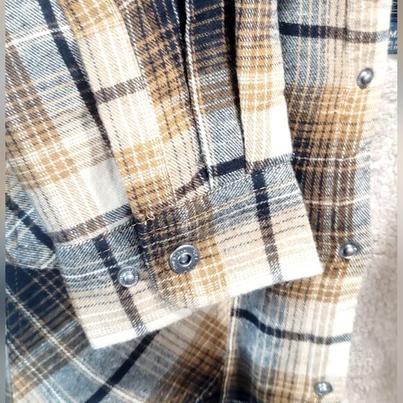 Grizzly Mountain Men's M Sherpa Lined Flannel Shirt Jacket Shacket Brown Plaid - Picture 9 of 16